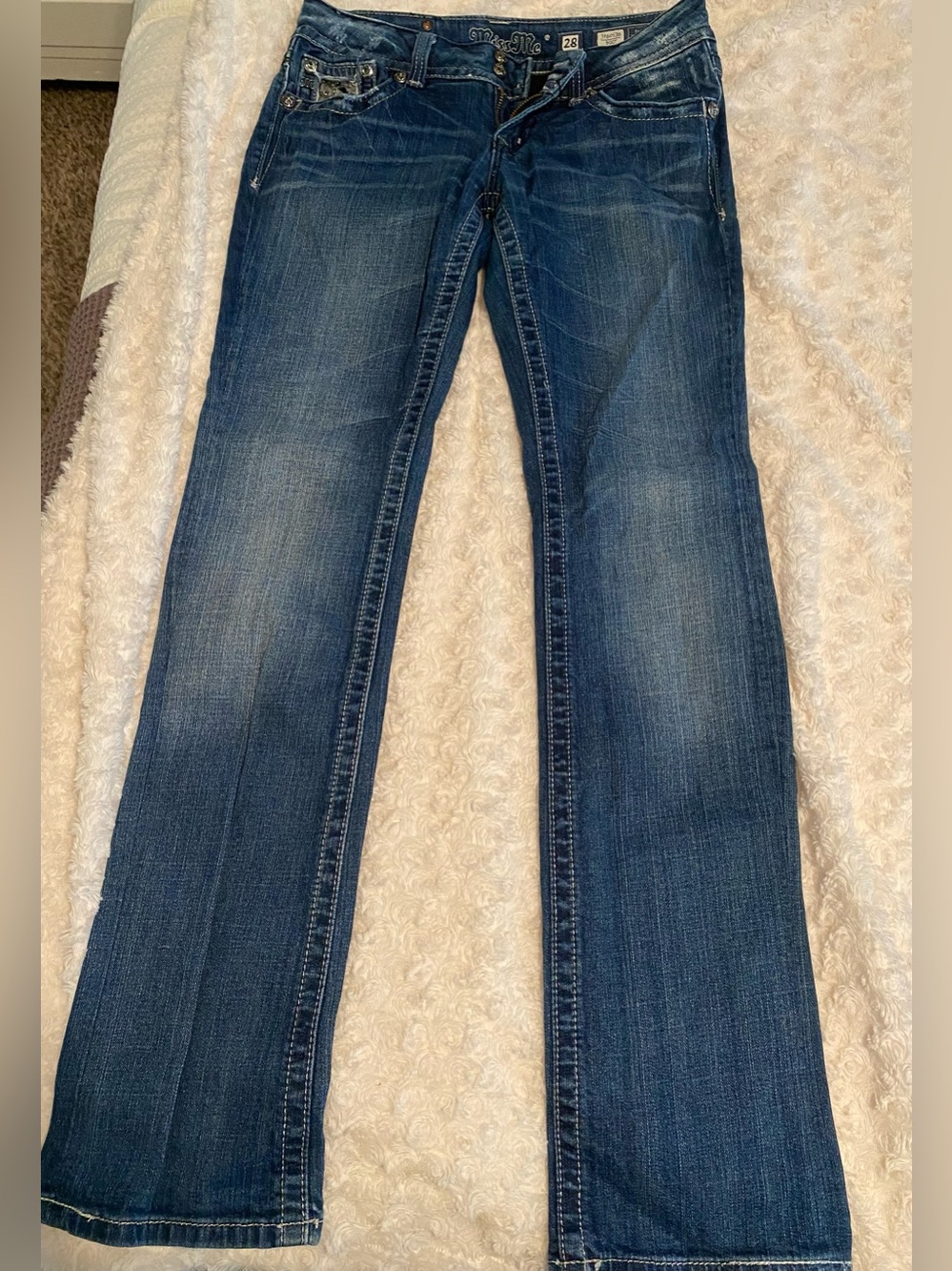 Miss Me Blue Flare Jeans with Faded Detail